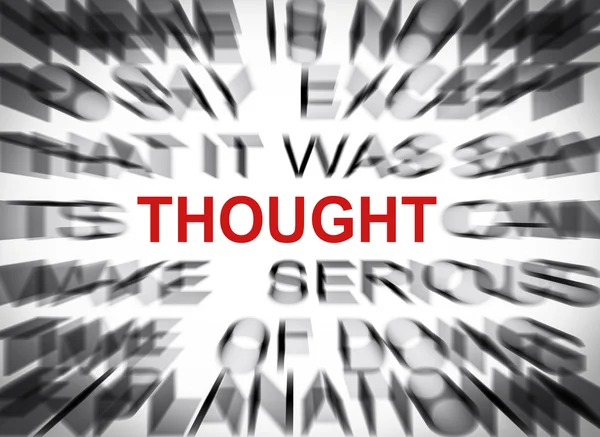 Blured text with focus on THOUGHT — Stock Photo, Image