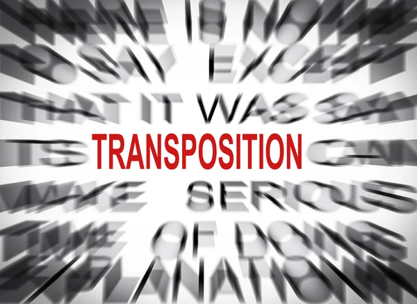 Blured text with focus on TRANSPOSITION — Stock Photo, Image