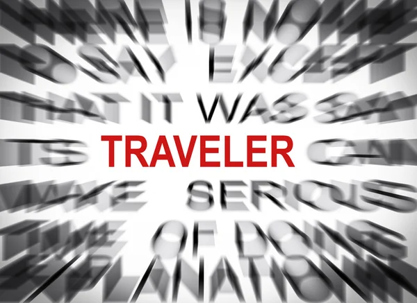 Blured tekst met focus op reiziger — Stockfoto