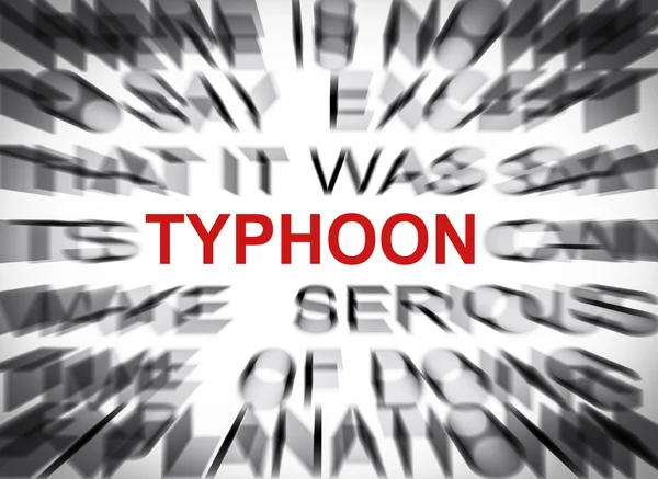 Blured text with focus on TYPHOON — Stock Photo, Image