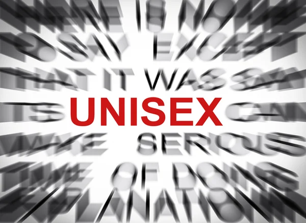 Blured text with focus on UNISEX — Stock Photo, Image