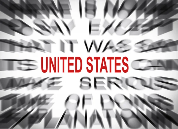 Blured tekst z naciskiem na Stany Zjednoczone — Zdjęcie stockowe