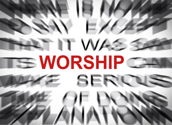 Blured text with focus on WORSHIP — Stock Photo, Image