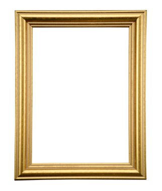 Beyaz arkaplanda izole edilmiş antika altın çerçeve
