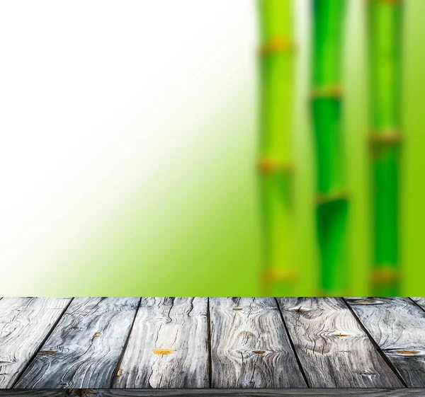 Bambus Hintergrund und Holzboden — Stockfoto