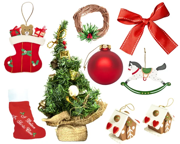 Sada různé vánoční ozdoby — Stock fotografie