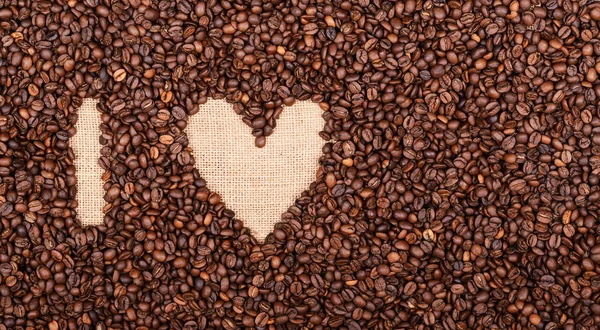 "I LOVE COFFEE "fait de grains de café — Photo