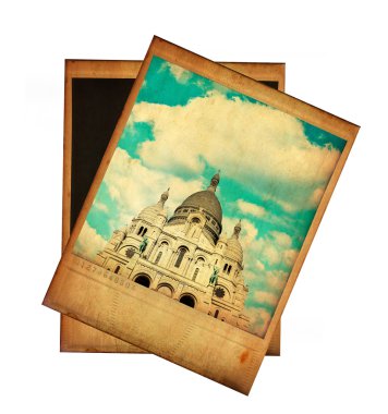 Vintage görüntüsü üzerinde beyaz izole sacre coeur