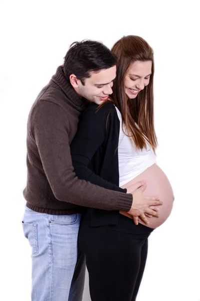 Happy couple enceinte portrait — Photo