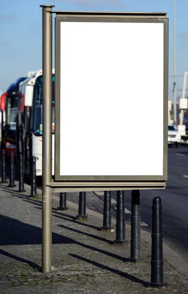 Blank billboard on city bus station — Stock Photo, Image