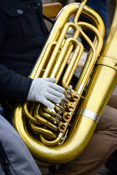 Posaunen spielen — Stockfoto