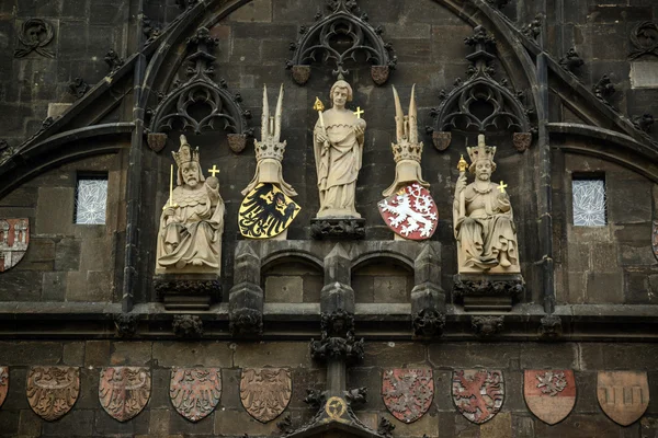 View on sculptures of the Charles bridge - Prague Czech Republic — Stock Photo, Image