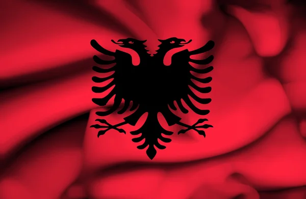 Albanien schwenkt Flagge — Stockfoto