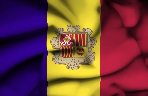 Andorra vlající vlajka — Stock fotografie