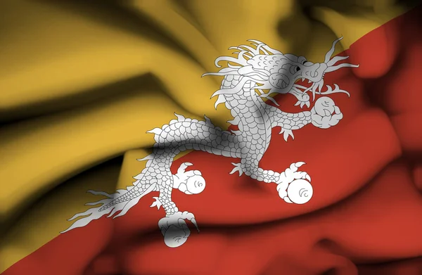 Bhutan schwenkt Flagge — Stockfoto