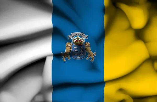 Kanarieöarna viftande flagga — Stockfoto
