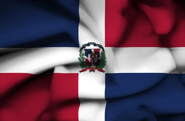 ドミニカ共和国国旗を振って — ストック写真