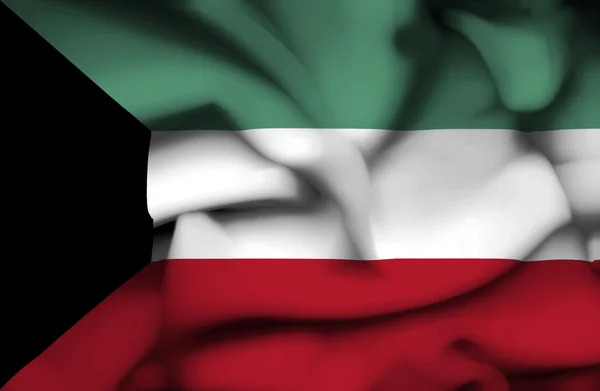 Kuwait schwenkt Flagge — Stockfoto