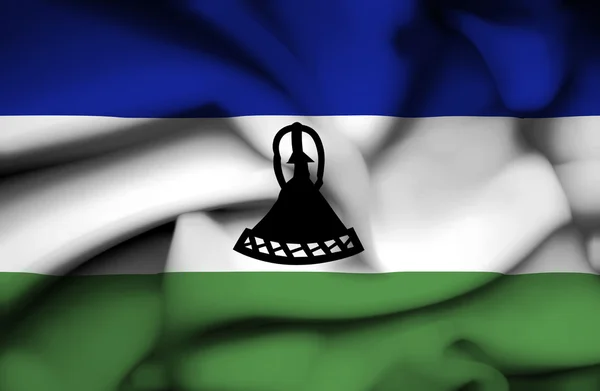 Lesotho viftande flagga — Stockfoto