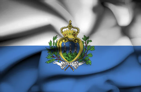 San Marino schwenkt Flagge — Stockfoto