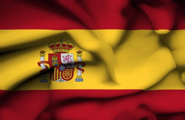 Machać flaga Hiszpania — Zdjęcie stockowe