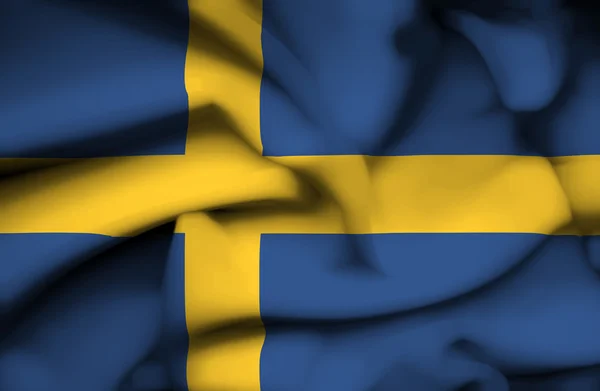 Sverige viftande flagga — Stockfoto