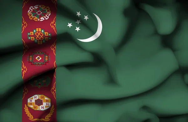 Turkmenistán ondeando bandera —  Fotos de Stock