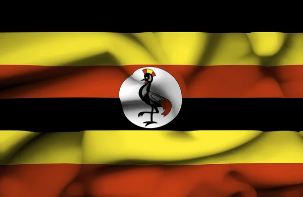 Uganda viftande flagga — Stockfoto