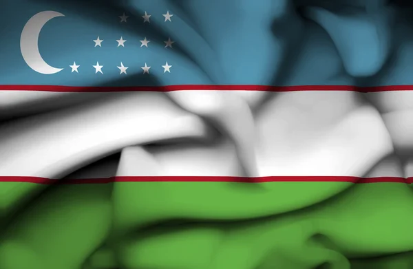 Uzbekistan viftande flagga — Stockfoto