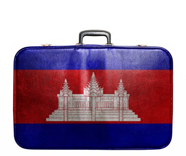 Kamboçya bayrağı ile Vintage seyahat çantası