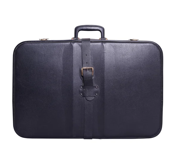 Beyaz izole klasik siyah deri seyahat çantası — Stok fotoğraf