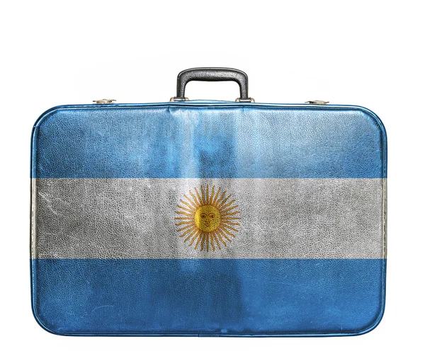 阿根廷国旗的老式旅行袋 — 图库照片