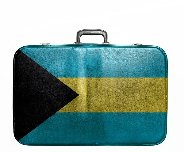 Vintage Reisetasche mit Fahne von Bahamas — Stockfoto