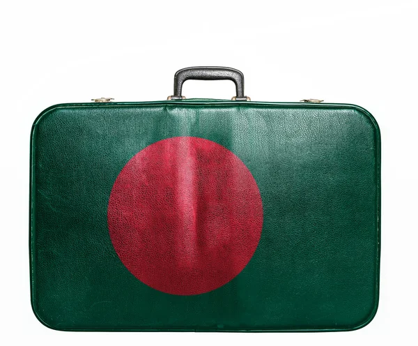 방글라데시의 국기와 빈티지 여행 가방 — 스톡 사진