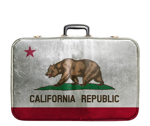 Bolsa de viaje vintage con bandera de California — Foto de Stock