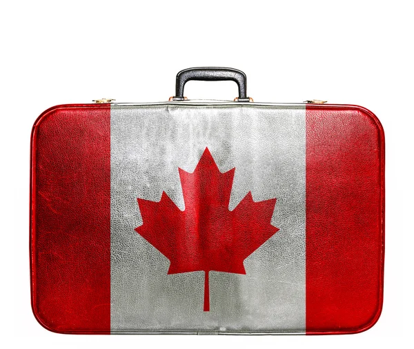 Vintage Reisetasche mit Fahne von Kanada — Stockfoto