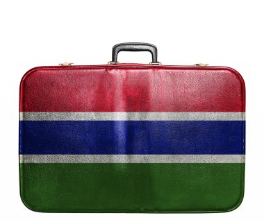 Vintage seyahat çantası ile Gambiya Cumhuriyeti bayrağı