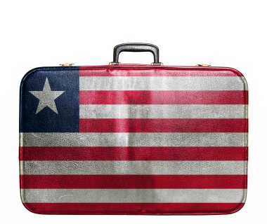 Liberya bayrağı ile Vintage seyahat çantası