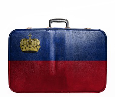 Lihtenştayn bayrağı ile Vintage seyahat çantası