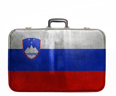 Slovenya bayrağı ile Vintage seyahat çantası