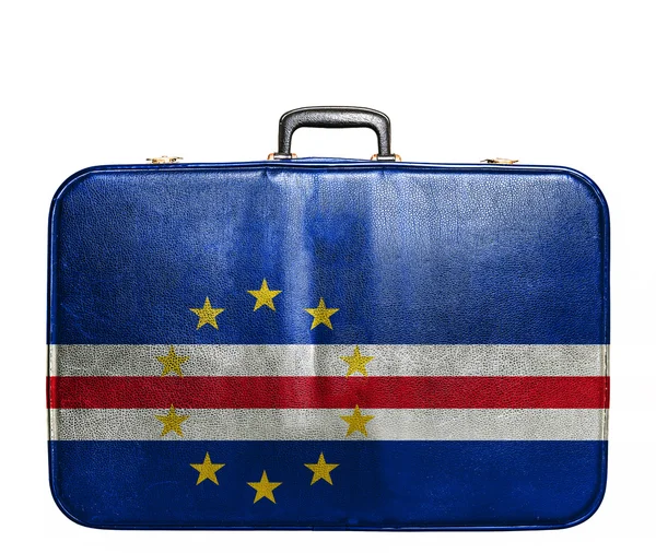 Vintage travel bag with flag of Cape Verde — Stock Photo, Image