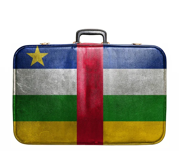중앙 아프리카 공화국의 국기와 빈티지 여행 가방 — 스톡 사진
