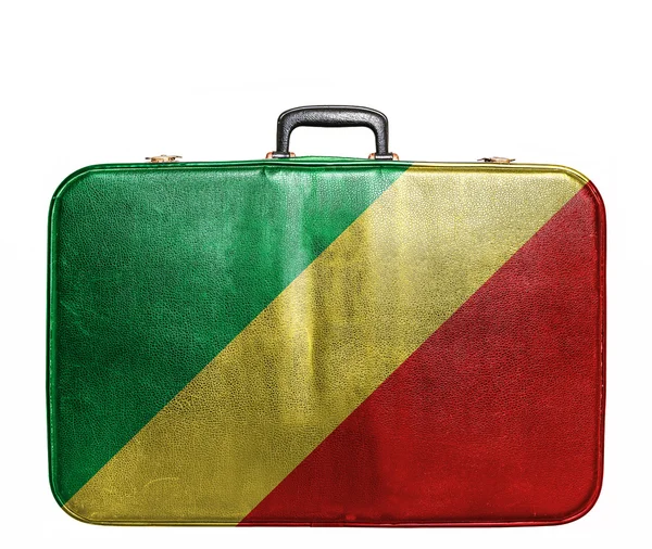 Vintage travel bag with flag of Congo Republic — Stock Photo, Image