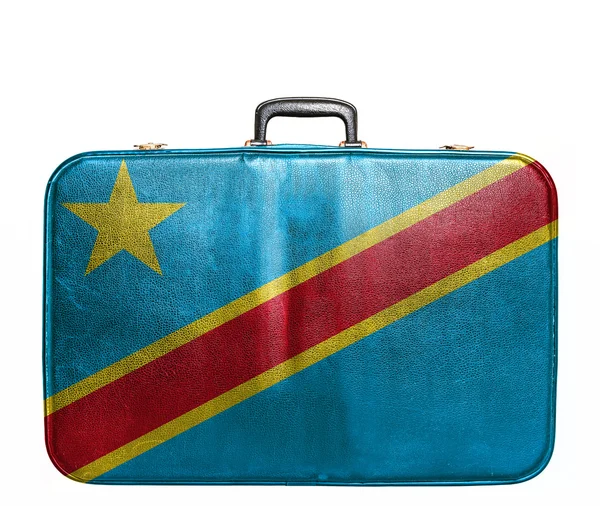 Vintage travel bag with flag of Democratic Republic of Congo — Stock Photo, Image