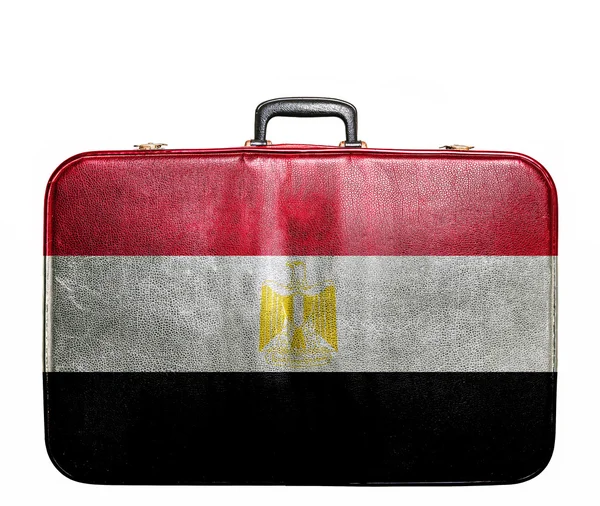 Vintage travel bag with flag of Egypt — Stock Photo, Image