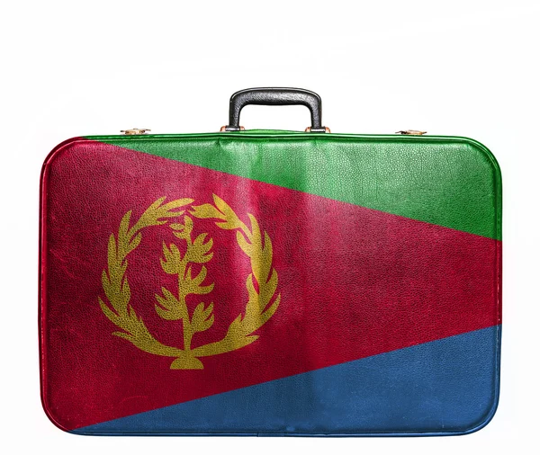 Borsa da viaggio vintage con bandiera dell'Eritrea — Foto Stock