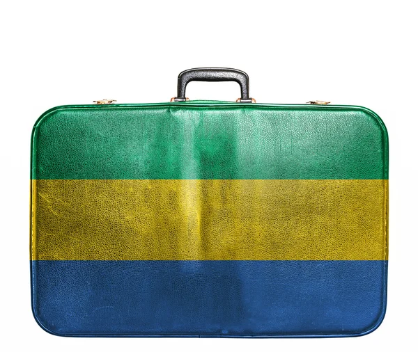 Bolsa de viaje vintage con bandera de Gabón — Foto de Stock