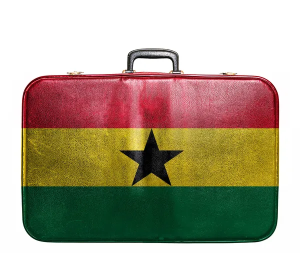 Vintage travel bag with flag of Ghana — Stock Photo, Image