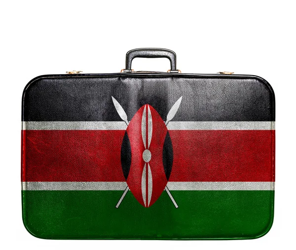 Bolsa de viaje vintage con bandera de Kenia — Foto de Stock