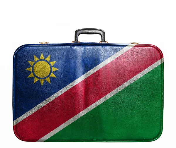 Bolsa de viaje vintage con bandera de Namibia — Foto de Stock